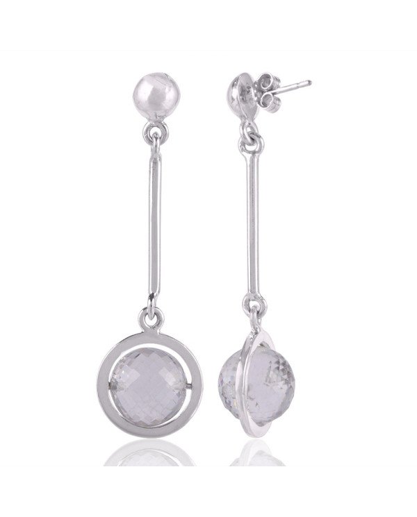 Elegant Design Crystal Boll 925 Sterling Silver Dangle Drop Earring | Jewels Artisan