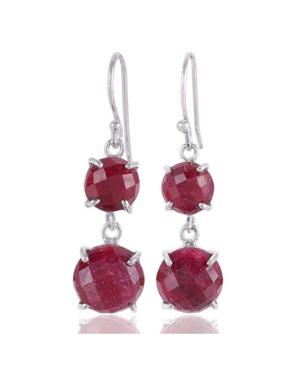 Natural Corundum Gemstone and 925 Sterling Silver Drop Dangle Earring | Jewels Artisan