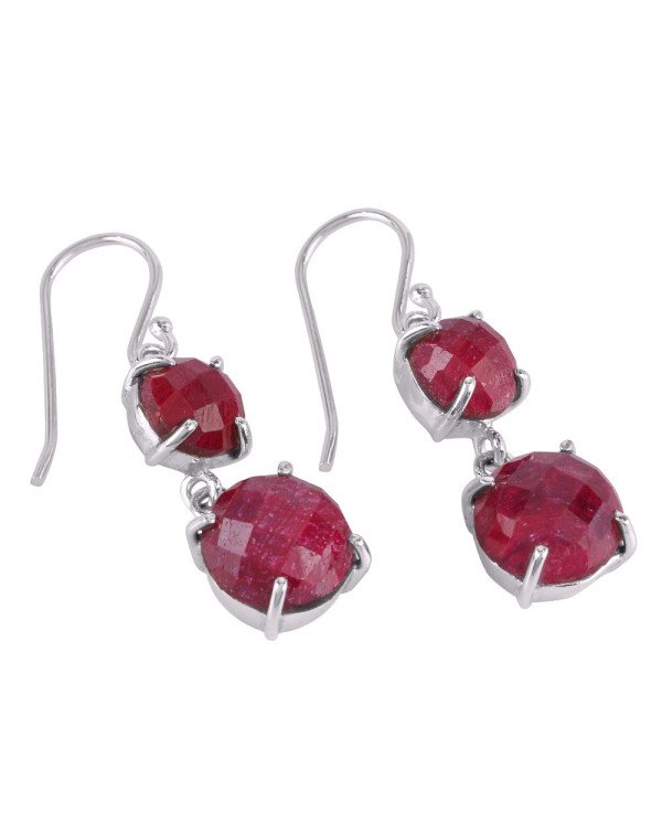Natural Corundum Gemstone and 925 Sterling Silver Drop Dangle Earring | Jewels Artisan