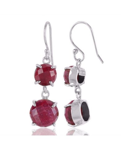 Natural Corundum Gemstone and 925 Sterling Silver Drop Dangle Earring | Jewels Artisan