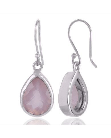 Rose Quartz Gemstone and 925 Sterling Silver Drop Dangle Earring | Jewels Artisan