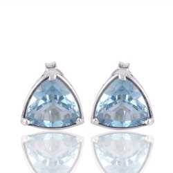 Blue Topaz Gemstone and 925 Sterling Silver Stud Earring | Jewels Artisan