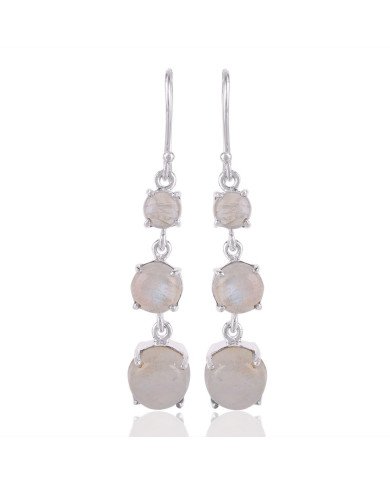 Rainbow Moonstone Gemstone and 925 Sterling Silver Dangling Earring | Jewels Artisan