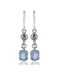 Sky Blue Topaz Gemstone and 925 Sterling Silver Dangle Drop Earring | Jewels Artisan