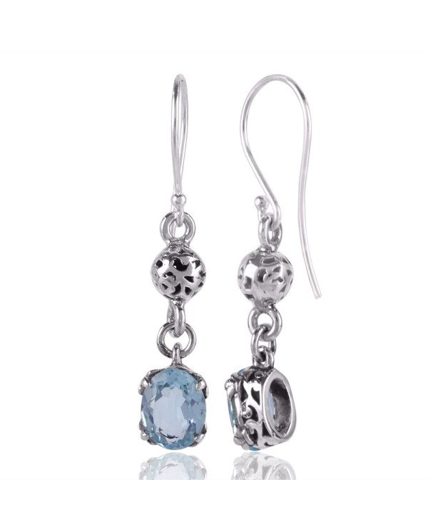 Sky Blue Topaz Gemstone and 925 Sterling Silver Dangle Drop Earring | Jewels Artisan