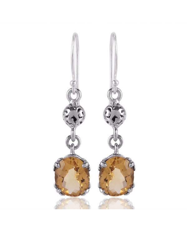 Citrine Gemstone and 925 Sterling Silver Dangle Drop Earring | Jewels Artisan
