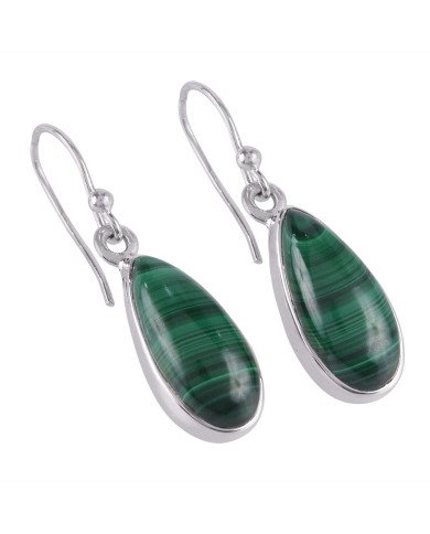 Malachite Gemstone and 925 Sterling Silver Dangling Earring | Jewels Artisan