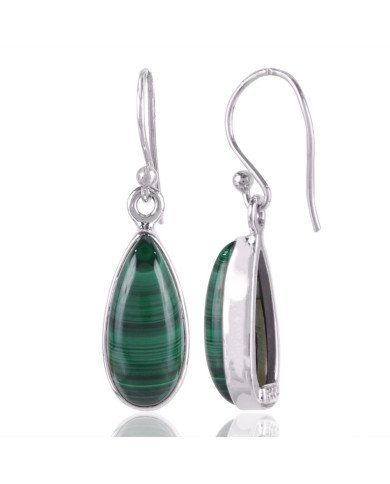 Malachite Gemstone and 925 Sterling Silver Dangling Earring | Jewels Artisan