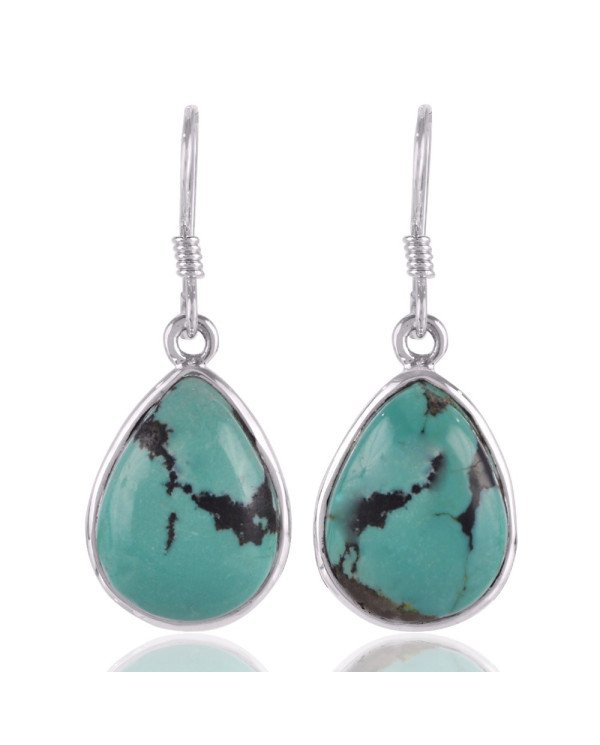 Natural Turquoise Gemstone 925 Sterling Silver Dangle Earring. 