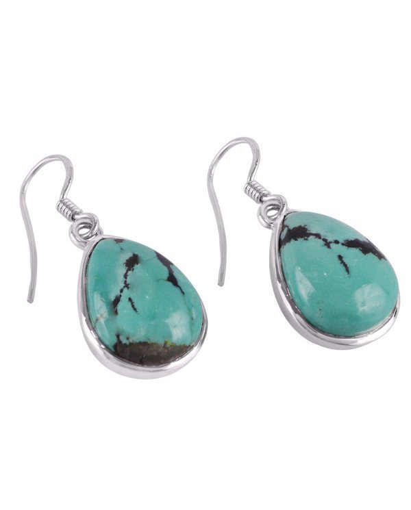 Natural Turquoise Gemstone 925 Sterling Silver Dangle Earring. 