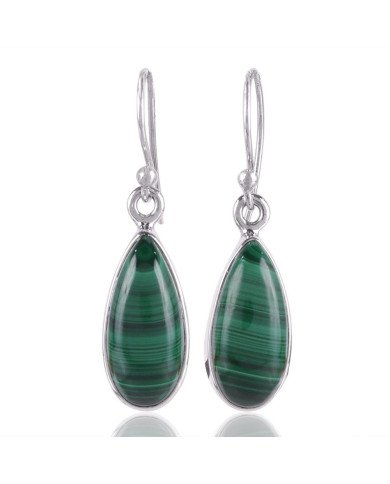 Malachite Gemstone and 925 Sterling Silver Dangling Earring | Jewels Artisan