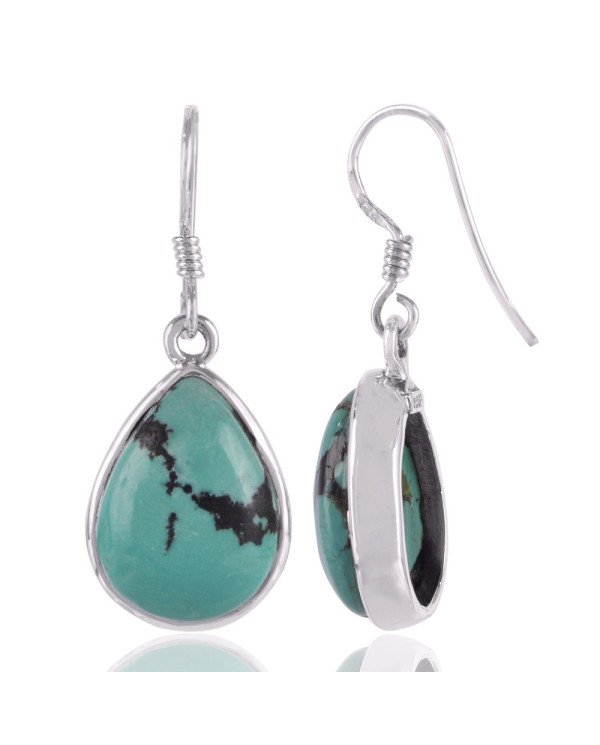 Natural Turquoise Gemstone 925 Sterling Silver Dangle Earring. 