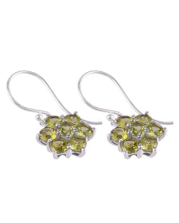 Natural Peridot Gemstone and 925 Sterling Silver Dangling Earring | Jewels Artisan