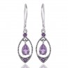 Natural Purple Amethyst and 925 Sterling Silver Dangling Earring | Jewels Artisan