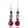 Natural Amethyst, Corundum, Garnet and Ruby Gemstone and 925 Sterling Silver Dangling Earring | Jewels Artisan