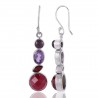 Natural Amethyst, Corundum, Garnet and Ruby Gemstone and 925 Sterling Silver Dangling Earring | Jewels Artisan