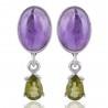 Natural Amethyst, Peridot Gemstone and 925 Sterling Silver Dangling Earring | Jewels Artisan