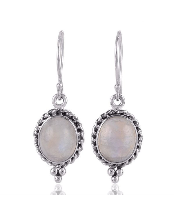 Natural Moonstone and 925 Sterling Silver Dangling Earring | Jewels Artisan