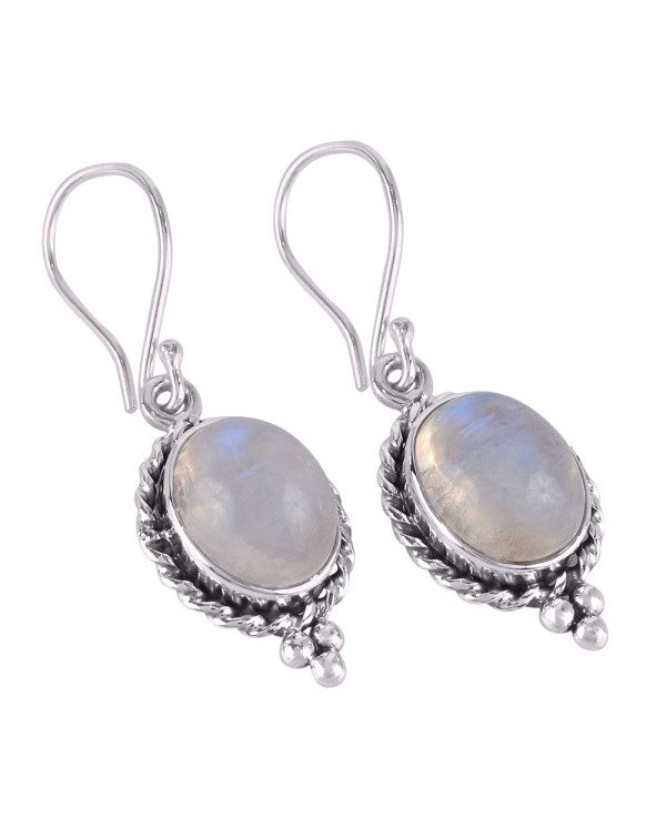 Natural Moonstone and 925 Sterling Silver Dangling Earring | Jewels Artisan