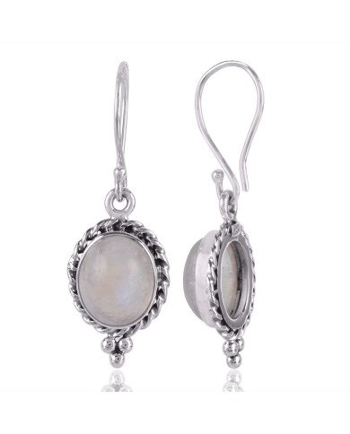 Natural Moonstone and 925 Sterling Silver Dangling Earring | Jewels Artisan