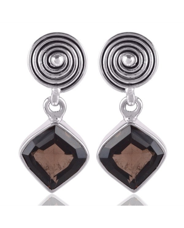 Natural Smokey Quartz and 925 Sterling Silver Dangling Earring | Jewels Artisan
