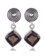 Natural Smokey Quartz and 925 Sterling Silver Dangling Earring | Jewels Artisan
