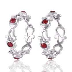 Natural Red Corundum Sterling Silver Dangling Earring | Jewels Artisan