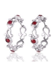 Natural Red Corundum Sterling Silver Dangling Earring | Jewels Artisan