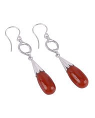 Natural Red onyx Drop and 925 Sterling Silver Dangling Earring | Jewels Artisan
