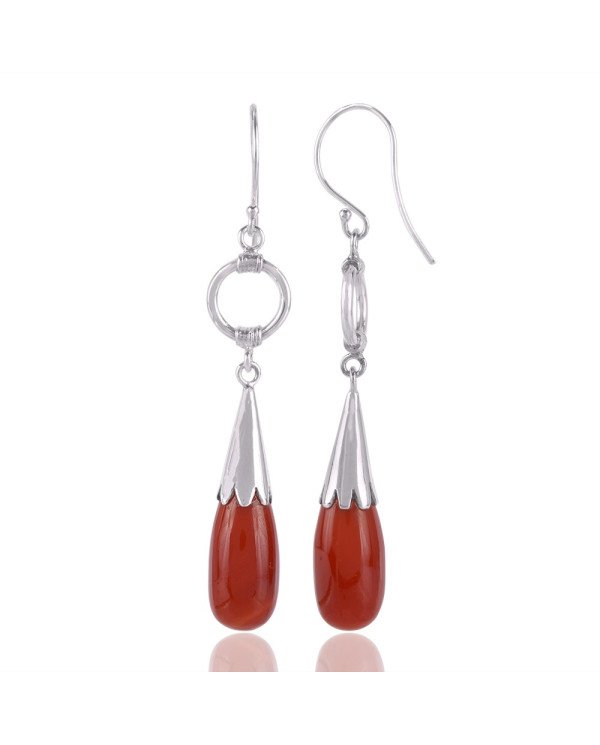 Natural Red onyx Drop and 925 Sterling Silver Dangling Earring | Jewels Artisan