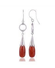 Natural Red onyx Drop and 925 Sterling Silver Dangling Earring | Jewels Artisan