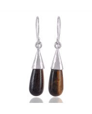 Natural Tiger's Eye and 925 Sterling Silver Dangling Earring | Jewels Artisan