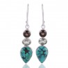 Natural Tibetan Turquoise Smoky Quartz with Green Prasiolite and 925 Sterling Silver Dangling Earring | Jewels Artisan