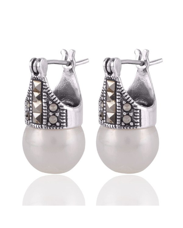 Natural Pearl and 925 Sterling Silver Dangling Earring | Jewels Artisan