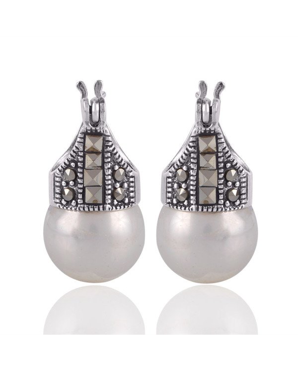 Natural Pearl and 925 Sterling Silver Dangling Earring | Jewels Artisan