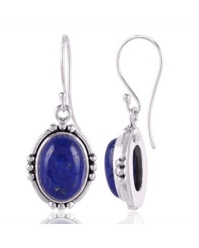 Lapis Lazuli Gemstone and 925 Sterling Silver Dangling Earring | Jewels Artisan