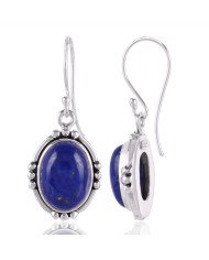 Lapis Lazuli Gemstone and 925 Sterling Silver Dangling Earring | Jewels Artisan