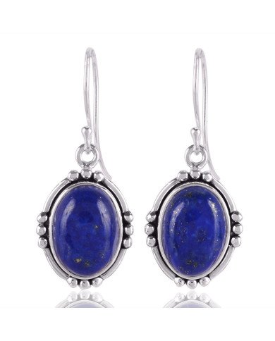 Lapis Lazuli Gemstone and 925 Sterling Silver Dangling Earring | Jewels Artisan