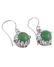 Natural Chrysoprase with Peridot Gemstone and 925 Sterling Silver Dangling Earring | Jewels Artisan