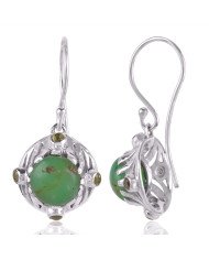 Natural Chrysoprase with Peridot Gemstone and 925 Sterling Silver Dangling Earring | Jewels Artisan