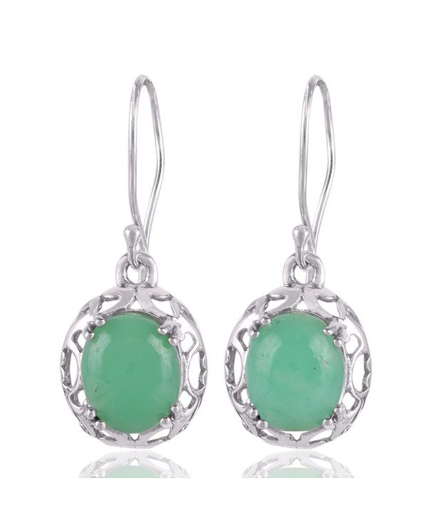 Natural Chrysoprase Gemstone and 925 Sterling Silver Dangling Earring | Jewels Artisan