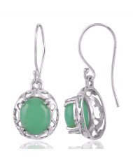 Natural Chrysoprase Gemstone and 925 Sterling Silver Dangling Earring | Jewels Artisan