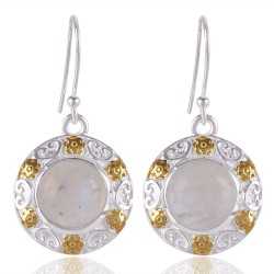 Natural Rainbow Moonstone Gemstone and 925 Sterling Silver Dangling Earring | Jewels Artisan