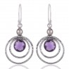 Amethyst Briolet and Pearl Natural Gemstone Sterling Silver Drop and Dangling Earring | Jewels Artisan