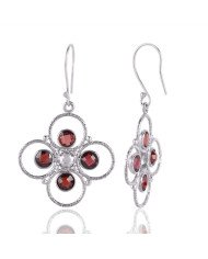 Garnet Briolet Natural Gemstone Sterling Silver Drop and Dangling Earring | Jewels Artisan
