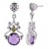 Amethyst Briolet and Peridot Natural Gemstone Sterling Silver Drop and Dangling Earring | Jewels Artisan