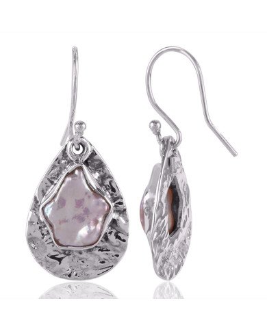 Pearl Natural Gemstone Sterling Silver Drop and Dangling Earring | Jewels Artisan