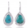 Tibetan Turquoise Natural Gemstone Sterling Silver Drop and Dangling Earring | Jewels Artisan