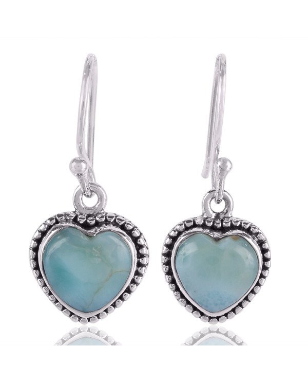 Larimar Natural Gemstone Sterling Silver Drop and Dangling Earring | Jewels Artisan
