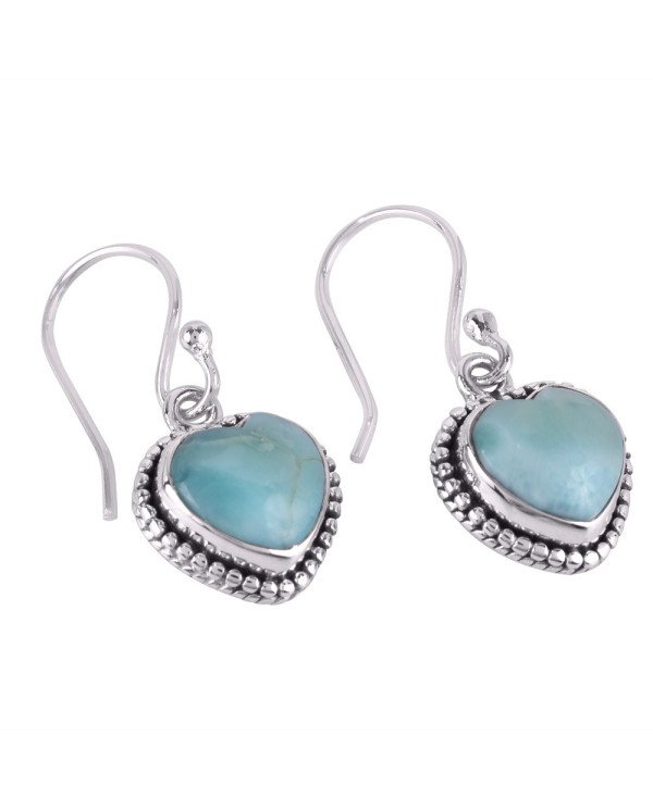 Larimar Natural Gemstone Sterling Silver Drop and Dangling Earring | Jewels Artisan